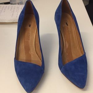 3 1/2” blue suede madewell heels